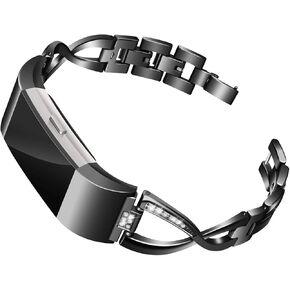 Bands Compatible with Fitbit Charge 2, Metal Bands with Rhinestone Bling Replacement Bractlet Women Silver Rose Gold Black in Saudi Arabia
