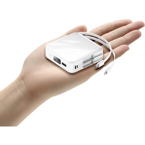 حزمة بطارية شاحن محمول بقوة 20000 مللي أمبير في الساعة مع كابلات شحن USB-C وiOS مدمجة وشاشة رقمية LED لهواتف iPhone 14 13 12 11 وSamsung Galaxy والمزيد