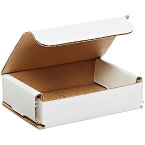 Aviditi White Corrugated Cardboard Mailing Boxes, 4 x 3 x 1 Inches, Pack of 50, Crush-Proof, for Shipping, Mailing and Storing