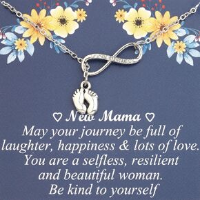 BNQL New Mama Gift Baby Feet Necklace Mama to be Gifts New Mom Jewelry Pregnancy Announcement Gift for Mom First Time Mom Gift