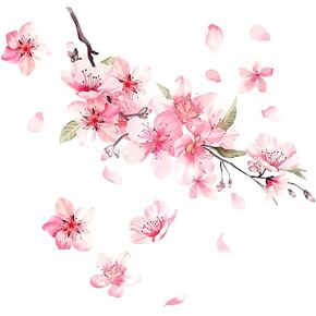 2 Pcs AMIORO Car Sakura Stickers Cherry Blossom Scratches Stickers Car Decoration