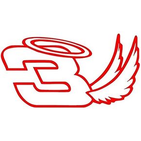 Dale Earnhardt #3 with Wings - Red - Peel and Stick Sticker - Auto, Wall, Laptop, Cell, Truck Sticker for Windows, Cars, Trucks