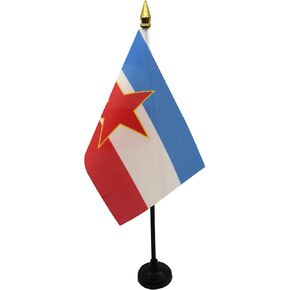 AZ FLAG Yugoslavia Table Flag 4'' x 6'' - Yugoslavian Desk Flag 15 x 10 cm - Golden Spear top