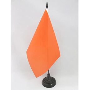 AZ FLAG Plain Orange Table Flag 5'' x 8'' - Orange Solid Color Desk Flag 21 x 14 cm - Black Plastic Stick and Base
