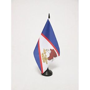 AZ FLAG American Samoa Table Flag 5'' x 8'' - American Samoan Desk Flag 21 x 14 cm - Black Plastic Stick and Base
