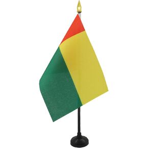 AZ FLAG Guinea-Bissau Table Flag 4'' x 6'' - Bissau-Guinean Desk Flag 15 x 10 cm - Golden Spear top