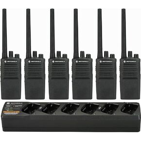 Motorola 6 RMV2080 - VHF 2 Watt 8 Channel Radios & 1 PMLN6384 6 Radio Charger(Black)