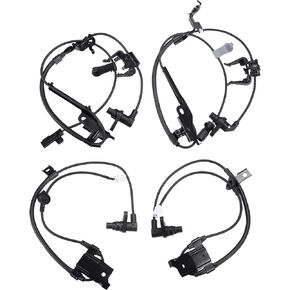 Motoforti Front Rear Left Right ABS Wheel Speed Sensor, for Toyota Highlander 2008-2013, Rubber, No.8954648040/8954548040/8954248040/8954348040, Black, 4 Pcs