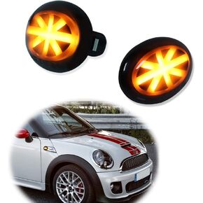 GTINTHEBOX Smoked Lens Amber LED Fender Side Marker Turn Signal Lights for 2007-2013 Mini Cooper Gen2 R55 R56 R57 R58 R59 - Union Jack Logo in Saudi Arabia