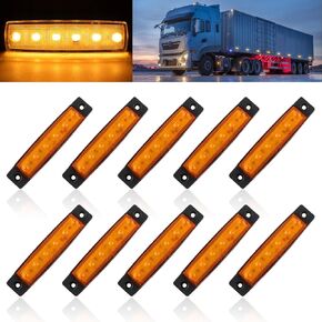 10PCS 6LED Trailer Marker Lights,12-24V LED Trailer Side Marker Lights,Water-Resistant Trailer Lights for Clearance Lights Signal Indicator Light Turn Signal Light (Amber)