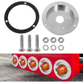 Round Marker Light Bezel Covers 4 Inch Aluminum Alloy Tail Light Bezel for Truck RV Trailer Watermelon Bunk Adapter Kit with Mounting Hardware 79731 Silver