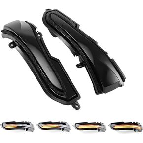 Car Sequential Turn Signal Light Dynamic LED Side Mirror Marker Lamp Indicator Strip Assembly Pair Replacement For Infiniti Q30 Q50 Q50S Q60 Q70, Set of 2, Smoked Lens