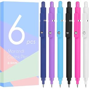 Gel Pens, 6 Pcs 0.5mm Fine Point Smooth Writing Pens, Black Ink Pens High-End Series Pens for Journaling Note Taking, School Office Home Supplies Gifts for Women Men