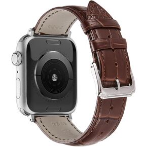 Genuine Leather Strap Compatible With Apple Watch Band 38mm 40mm 41mm 42mm 44mm 45mm 49mm Women Men, Crocodile Embossed Bands Wristbands Replacement for iWatch Series 8 7 6 SE 5 4 3 2 1 Ultra