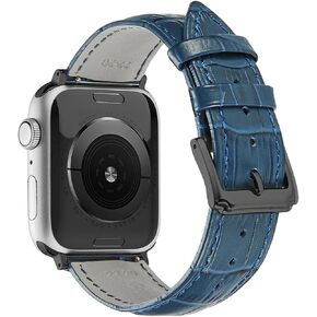 حزام من الجلد الطبيعي متوافق مع سوار ساعة Apple 38 مم 40 مم 41 مم 42 مم 44 مم 45 مم 49 مم للنساء والرجال، أساور معصم منقوشة على شكل تمساح بديلة لسلسلة iWatch 8 7 6 SE 5 4 3 2 1 Ultra in Kuwait