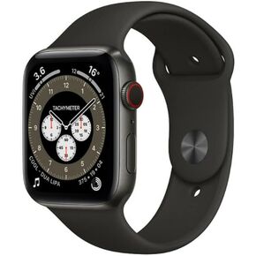 Apple Watch Series 6 (GPS + Cellular, 44MM) - Space Black Titanium Case with Black Sport Band (Renewed)