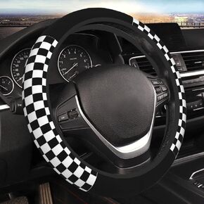 Chess Board Steering Wheel Cover Black and White Checker Car Accessories Non-Slip and Comfortable Unisex Universal Steering Wheel Cover 15 Inch for Women Men in Saudi Arabia