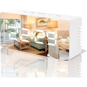 سطح مرآة منبه رقمي من Betus Aesthetic - وضع ليلي خافت، شاشة عرض أرقام LED كبيرة، غفوة - USB وبطارية تعمل - ساعة مدمجة لغرفة النوم والمكتب والسفر المحمولة (أبيض) in Kuwait