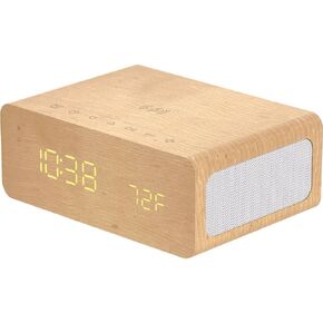 ION Audio Charge Time - 20W Bluetooth Speaker Clock with Qi Wireless Recharging, Built-in Microphone, Alarms and Dual USB Charge Ports (Renewed)