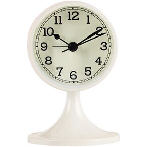 Retro Round Silent Alarm Clock Non-Ticking Battery Operated Desk Clock for Bedroom Red