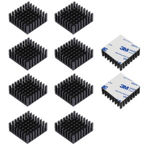 10 pcs Small Heatsink 25x25x10mm / 0.98x0.98x0.39 inch Aluminum Heat Sink Cooler with 3M 9448A Thermal Conductive Adhesive Tape for ASUS ROG Ally GPU IC Chips Black