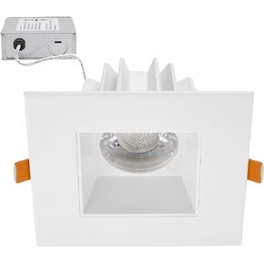 Maxxima 4 in. Low Kelvin Ultra-Thin Square Recessed Anti-Glare LED Downlight, Canless IC Rated, 1200 Lumens, 3 Color Temperature Selectable 2200K/2400K/2700K 3 CCT, Dimmable, Junction Box Included