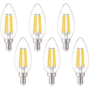 FLSNT 100W Equivalent Candelabra LED Bulbs 5000K Daylight, Dimmable LED Chandelier Light Bulbs for Dining Room, Living Room, Porch, 800LM, E12 Base, 6 Pack