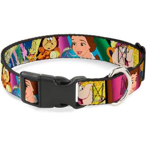 Buckle-Down Plastic Clip Collar - Beauty & the Beast Be Our Guest Scenes - 1" Wide - Fits 15-26" Neck - Large