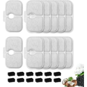 Cat Fountain Replacement Filters Compatible with 2.5L/84oz Dockstream Cat Water Fountain PLWF005 PLWF105 PLWF115, Pet Water Fountain Filter with Replacement Pre-Filter Pump Sponges (6 PACKS)