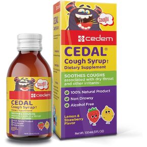 CEDAL Cough Syrup by CEDEM AG Switzerland 100% Natural, Soothes Dry Coughs, Throat Relief, Immunity Boosting with Honey & Chamomile, Non-Drowsy, Alcohol-Free, Family Friendly for Kids & Adults Cough