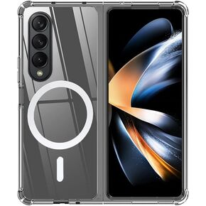 Magnetic Case for Samsung Galaxy Z Fold 4 with Hinge Protection, Simple Premium Lightweight Matte Black Hard Case