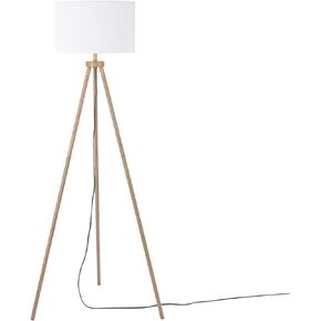 Globe Electric 12273 D'Alessio 58" Floor Lamp, Gold, White Linen Shade, Faux Marble Base, On/Off Socket Rotary Switch, Title 20 LED Bulb Included