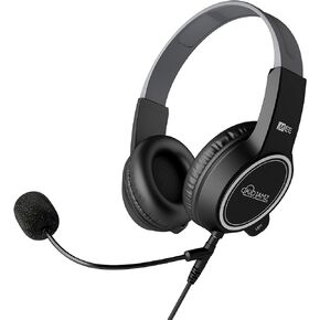 MEE audio KidJamz 3 Kids Safe Listening Stereo Headphones with Volume Limiter & Boom Microphone, Adjustable On-Ear Headset with 3.5mm Jack & Mute Switch for Online Learning/School/Travel/Tablet,Black
