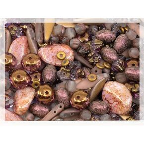 2.1oz (60 g) Mix of Unique Czech Bohemia Glass Pressed Beads, Crazy Purple Green Copper, Table Cut, Matte and Glossy, Faceted Fire Polish, Hand Made Set Kit BCV
