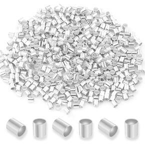 Crimp Beads for Jewelry Making - 500 Pcs 18K Gold Plated Brass 2x2 mm Crimping Beads, Cord End Caps Loose Stopper Beads, Tube Crimp End Beads for Earring Necklace Pendant DIY Jewelry Making