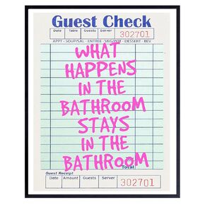 Preppy funny Bathroom Wall Art - Bathroom Decor for Women - Trendy Pink Bathroom Accessories - Cute Bathroom Decor Aesthetic - Indie Pop art Restroom Sign - Funky Bathroom Decor - Powder room Poster
