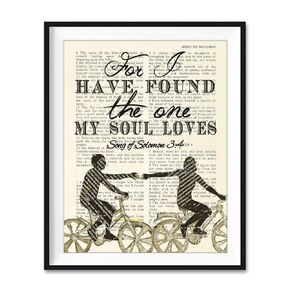 Bible Page, For I Have Found the One My Soul Loves, Song of Solomon 3:4, Christian Art Print, Unframed, Wall Decor Poster, Wedding gift, 8x10 Inches