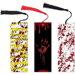 3PCS Funny Thriller Bookmark Laminated Bookmarks with Tassel Set, Book Lovers Gifts Book Marks for Horror Lovers Crime Bookmark Book Accessories Reading Lovers Bookmark Gifts for Readers in Kuwait