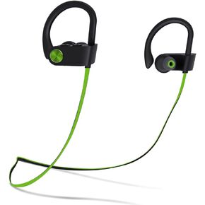 U8 Bluetooth 5.3 Headphones, Wireless Earbuds with 15 Hours Playtime, IPX7 Waterproof Sports Headphones for Running Workout Gym, Powerful Beat Deep Bass, Flexible Stable Ear Hooks -Red