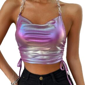 Zoestar Sleeveless Bra Top Colorful Crop Top Party Tank Top Performance Club Bra Costume for Women and Girls