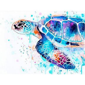 Zimal 5D DIY Diamond Embroidery Colored Sea Turtle Diamond Painting Cross Stitch Round Drill Mosaic 11.8 x 15.8 Inch in Kuwait