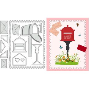 BENECREAT Mailbox Cutting Dies, Envelope Mailbox Bucket Decorative Embossing Template for DIY Scrapbooking, Photo Albums and Decorative Embossed Paper Cards, 0.8mm Thick