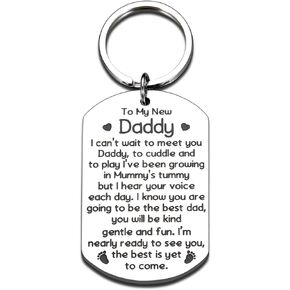 First Fathers Day Keychain Gifts from Daughter Wife for New Dad First Time Dad Daddy to Be Expectant Dad Gift Christmas Birthday Valentines Day Gifts Funny Baby Shower Soon to Be Dad