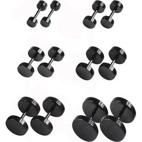 6 Pairs Black Earrings Studs Stainless Steel Ears Plugs Screw Studs Earrings Set for Men and Women Accessories