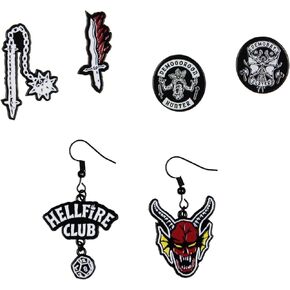 Stranger Things Hellfire Club Costume Jewelry Dangle And Stud Earring Set 3 Pack