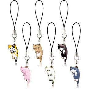 6 Pcs Cat Charm for Mobile Phone, Cute Cell Phone Charms Aesthetic With Hanging Pendants Decor for Backpack, Wallet, Keychain Pendant