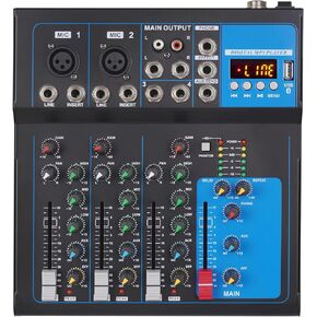 GH4 Professional Mixer (Channel) for Recording DJ Stage Karaoke Music App with USB Drive BT (GH4 4Channel)