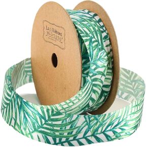 شريط حافة سلكي من Laribbons، شريط استوائي مقاس 1 × 10 ياردة، شريط أوراق النخيل المطبوع صيفيًا لاستحمام الطفل، وحفلة المزرعة، والحرف اليدوية، وأقواس إكليل الزهور in Kuwait