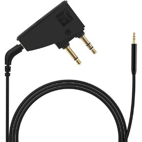 Airplane Headphone Adapter Comes with 2.5mm to 3.5mm Male Audio AUX Cable, Golden Plated 3.5mm Jack for Airplane/Home TV/Gym/Boats/Car, Foldable Single/Double Gold Plug