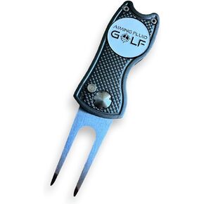 Premium 5-in-1 Golf Divot Repair Tool and Ball Marker I Groove Cleaner I Club Tee I Putting Alignment I Switchblade Design I Golf Gift I Golf Accessory